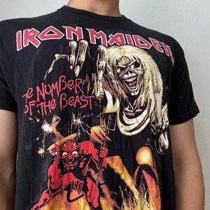 Iron Maiden Number of Beasts Band Graphics Black T-Shirt